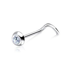 Brilliant Stone Curved Nose Stud Silver NSKB-18